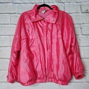 Vintage ADIDAS Hot Pink Jacket Windbreaker zip up fluorescent bomber barbiecore